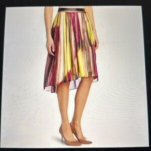 Multicolored Midi A-Line Skirt with High-Low Style